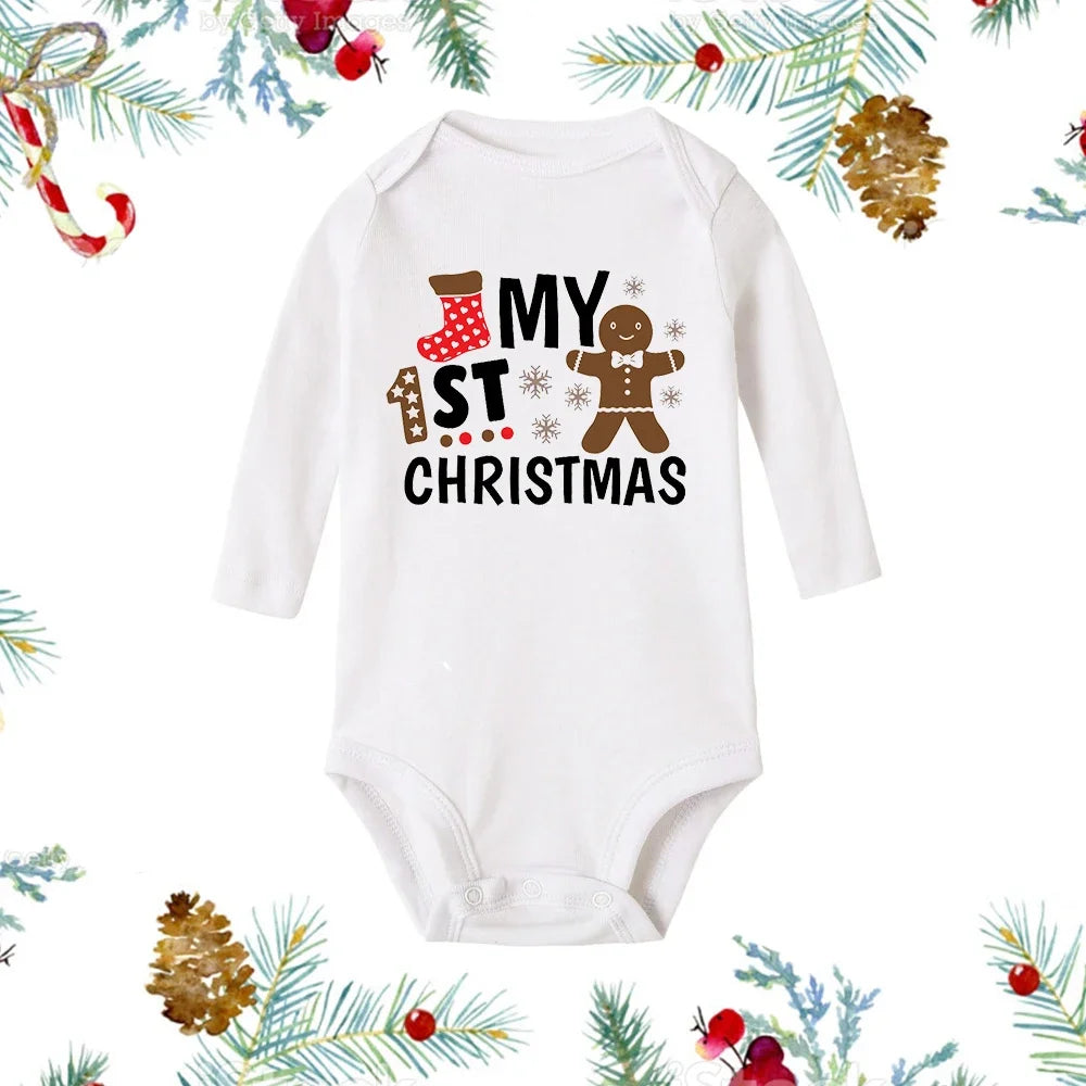 Premium My First Christmas Baby Romper - Snowman Print Long Sleeve Outfit