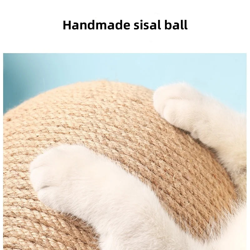 Premium Sisal Cat Scratching Ball - Wooden Grinding Paws Toy