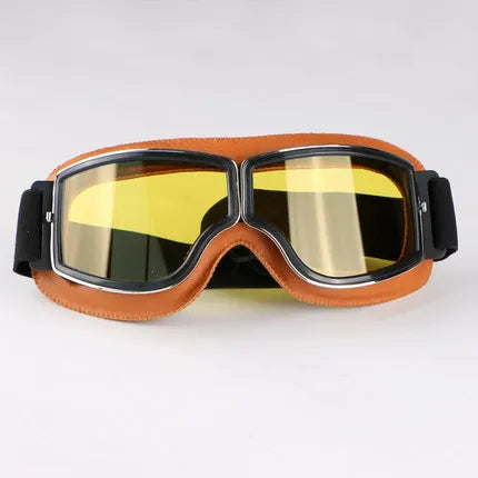 Premium Motorcycle Goggles - Windproof Retro Leather Folding Glasses