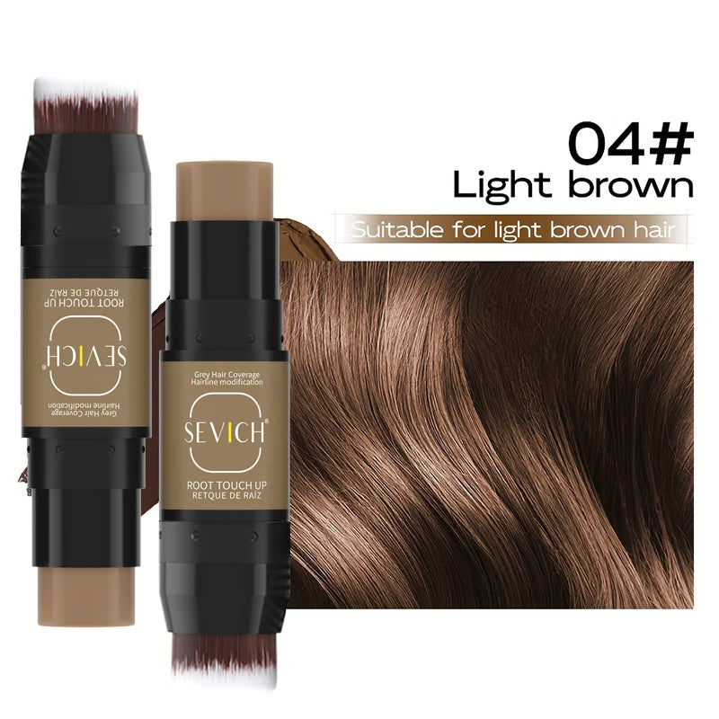 2-In-1 Temporary Hair Color Pen With Brush Quick Coverage For White & Gray Waterproof Root Touch-Up Stick Hairline Concealer