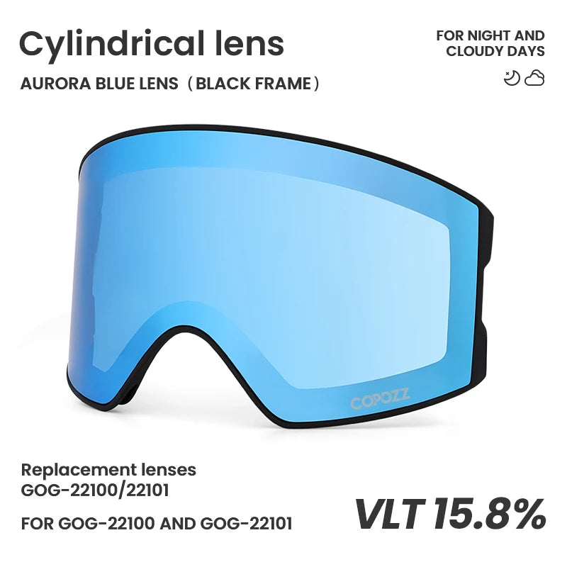 COPOZZ 22101 and 22100 Ski Goggles Magnetic Replacement Lenses Spherical lens and Cylindrical lens
