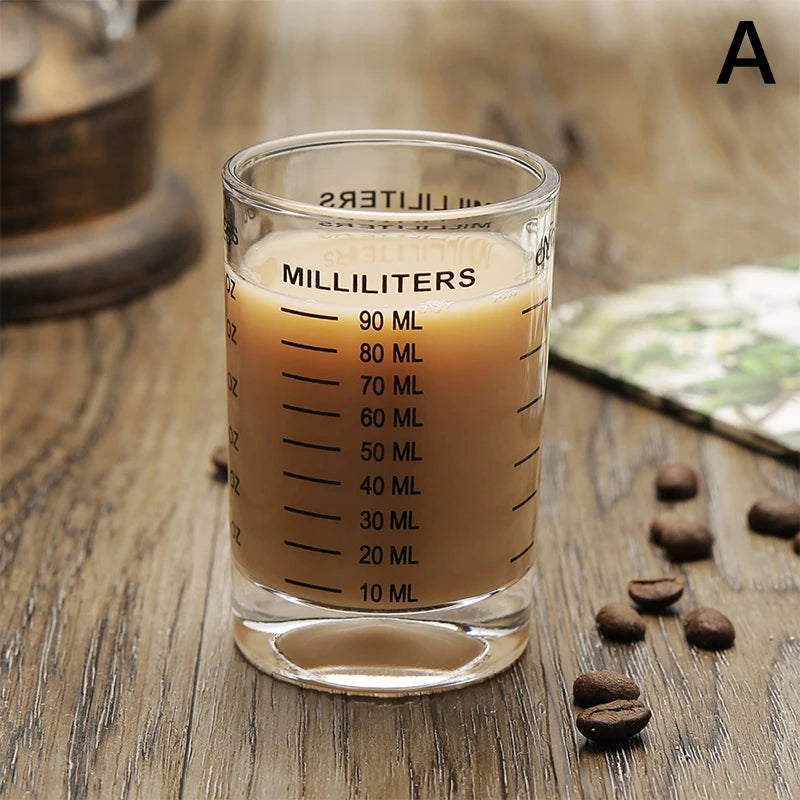 90/120ml Heat-resistant Glass Measuring Cup Milk Jigger Glass Ounce Cup With Handle For Espresso Coffee Brarista Accossories