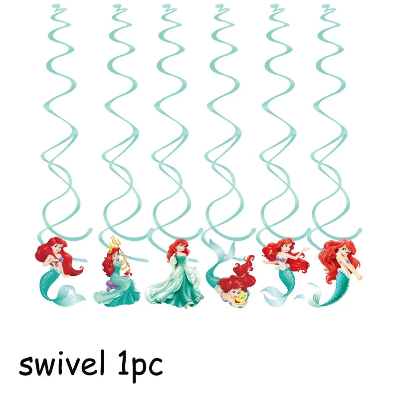 Disney Little Mermaid Theme Girl Kids First Birthday Party Decoration Disposable Tableware Plate Napkins Banner Ariel Backdrops