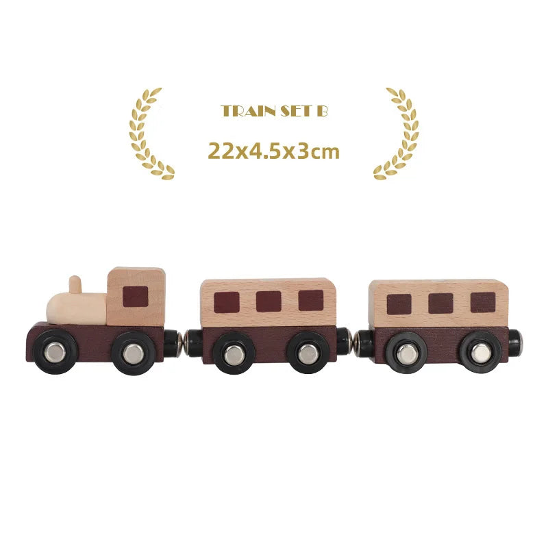 1PC Wooden Magnetic Train Wooden Railway Track Cars Truck Wood Track Accessories Fit for Biro Wooden Tracks Toys For Kids Gifts