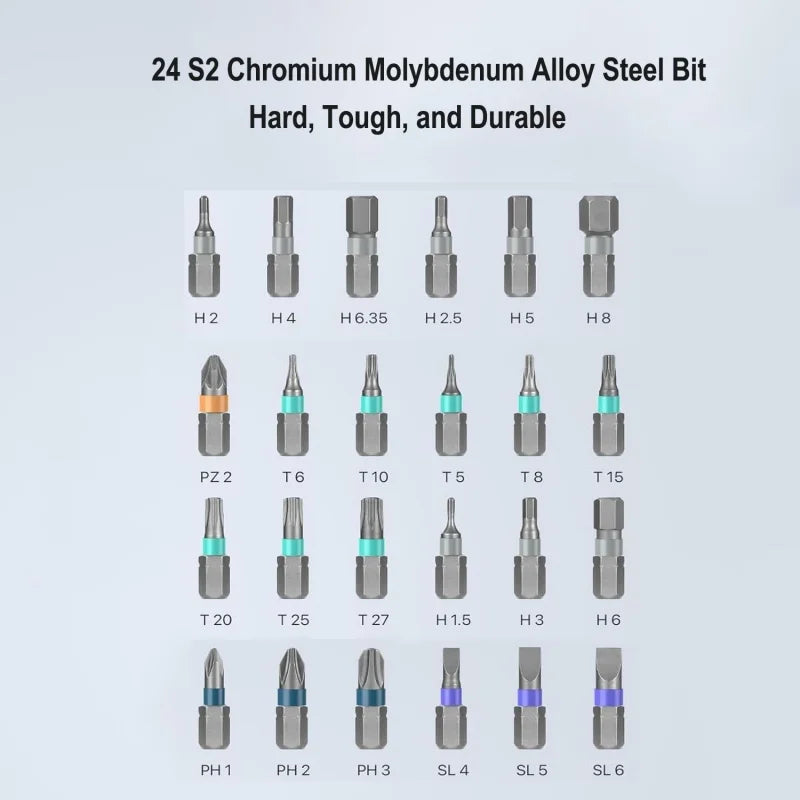 24 in 1 Ratchet Screwdriver Set Magnetic Precision Bits with Detachable Handle & Case Multi-Purpose Mini Screwdriver Kit
