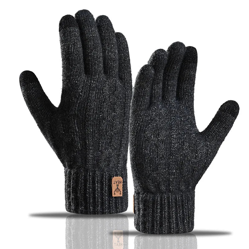 Winter Cycling Gloves Thermal Alpaca Wool Touch Screen Knitted Skiing Gloves Windproof Anti-Cold Hiking Running Sport Gloves
