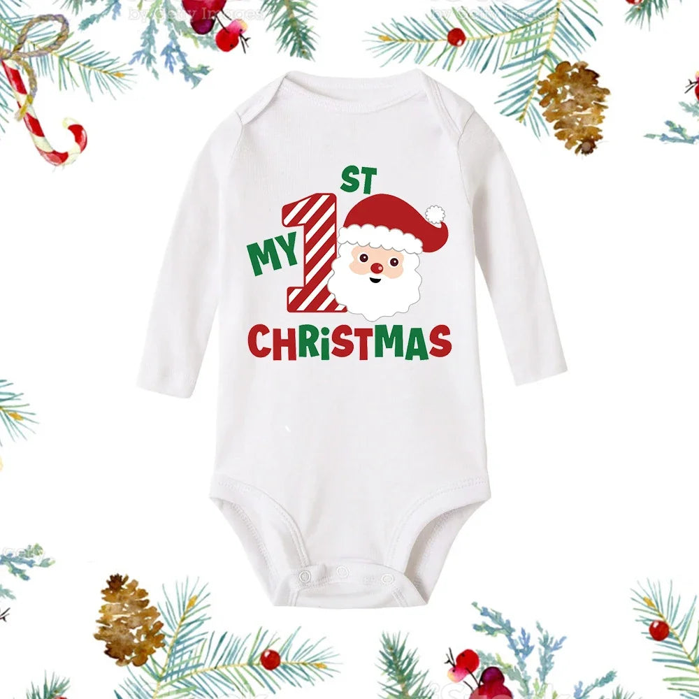 Premium My First Christmas Baby Romper - Snowman Print Long Sleeve Outfit