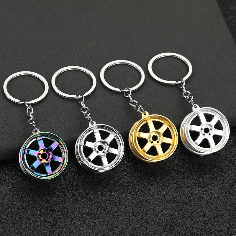 Automotive Gear Head Keychain - Speed Gearbox Keyring with Turbo Hub & Brake Disc Design