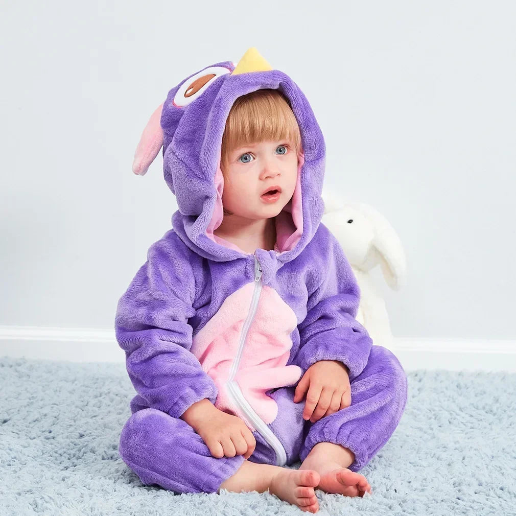 Premium Animal Kigurumi Baby Romper - Winter Flannel Costume Jumpsuit