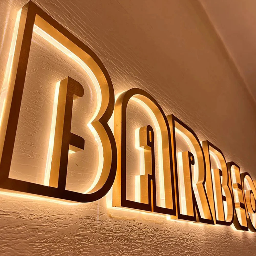 3D Backlit Logo Signage Exterior Shop Front Stainless Channel Signage Light Illuminated Led Signage Letters