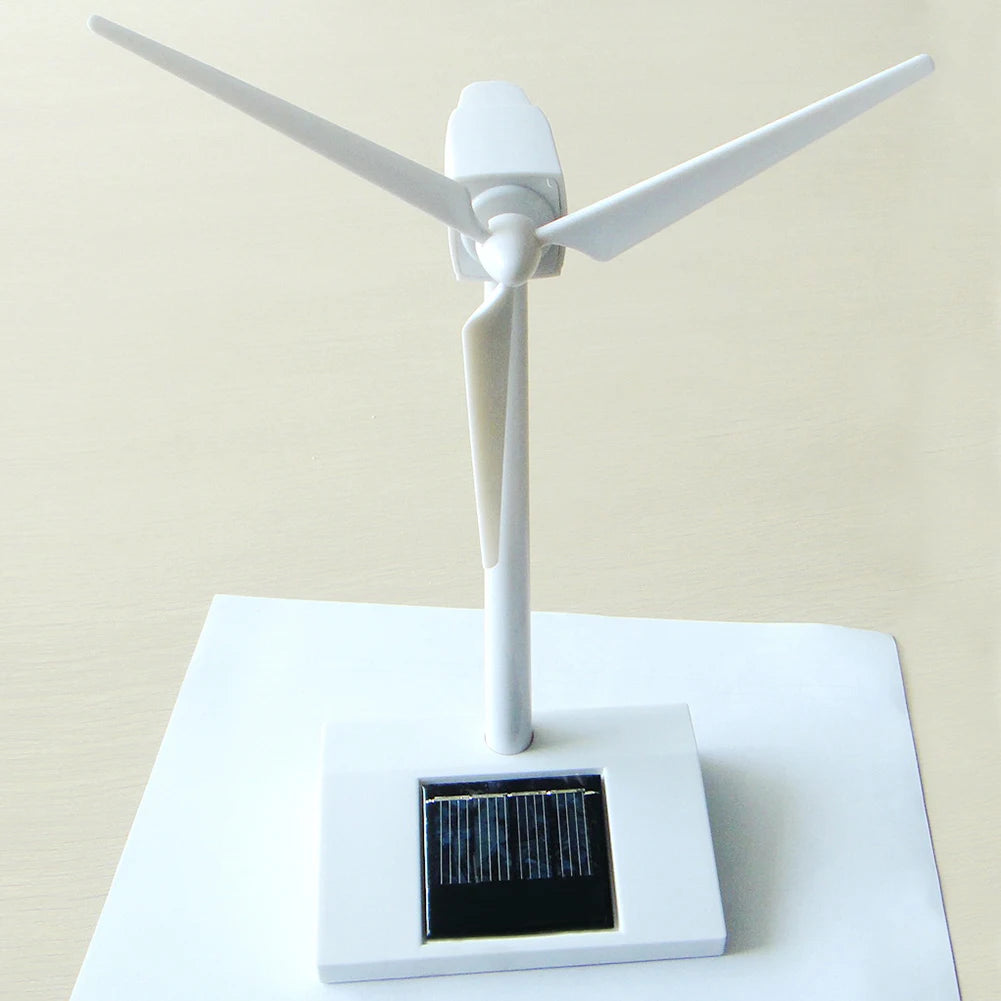 Solar Powered Teaching Windmill Props Rotatable 3D Windmill Assembled Model Energy-Saving Windmill for School Display Supplies