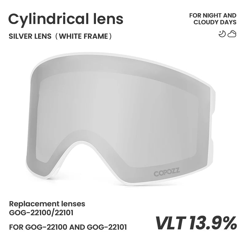 COPOZZ 22101 and 22100 Ski Goggles Magnetic Replacement Lenses Spherical lens and Cylindrical lens