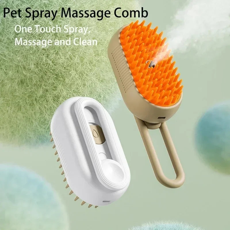 Premium 3-in-1 Electric Pet Brush - Steamy Spray Grooming Tool