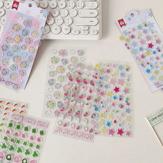 INS Style Cute Epoxy Strawberry Stationery Stickers Journal Stickers DIY Journal Decorative Sticker Phone Case Material Stickers