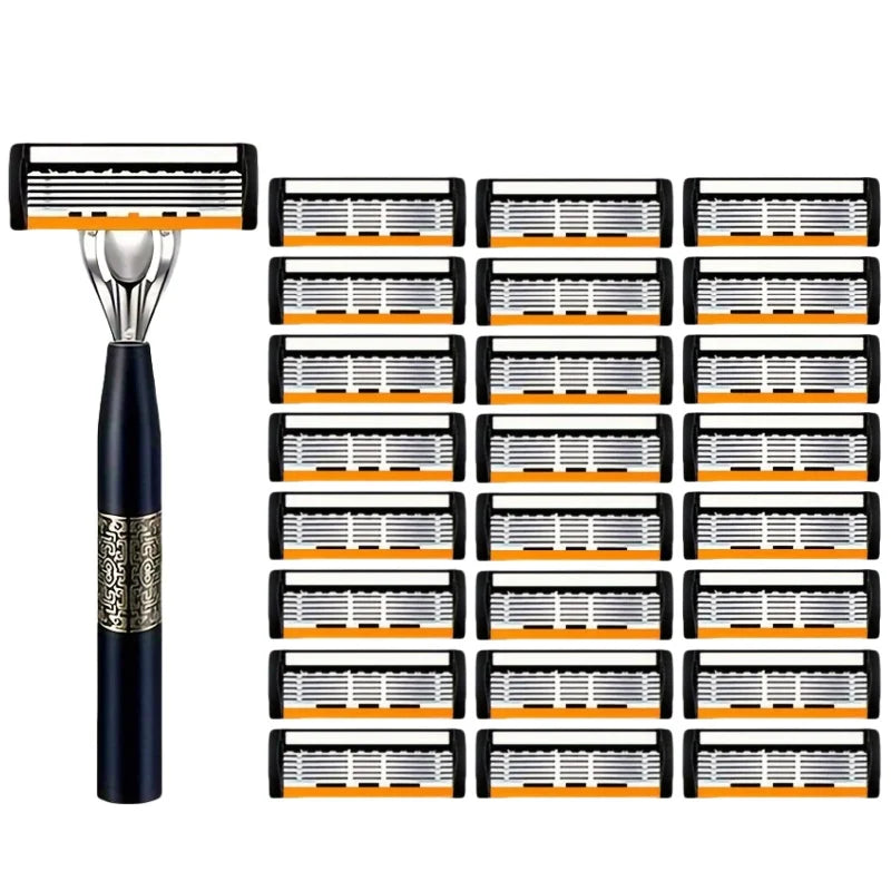 6-Layer Safety Razor Stainless Steel Progressive Blade Easy to Shave Men's Shaving and Women's Hair Removal Shaving Tools