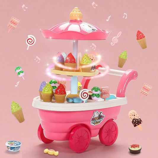 Premium Ice Cream Truck Play Set - Simulation Kitchen Cart Toy