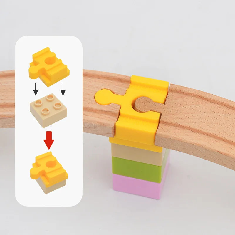 5-10PCS Wooden Train Track Accessories Plastic Building Blocks Adapters Wooden Track Connectors fit Wood Tracks Toys