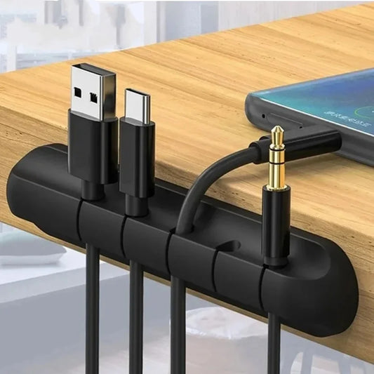 Silicone Cable Organizer - Desktop Wire Management Clips for USB, Mouse & Headphone Cables