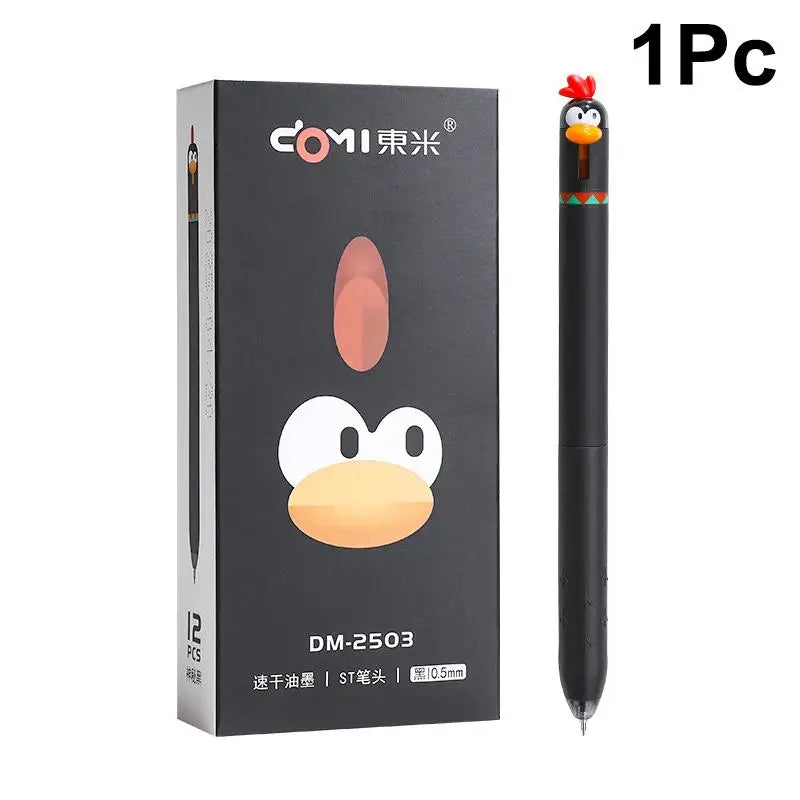 1/4pcs Funny Chick Carrot Press Type Black Quick Dry Gel Pen Creative Stress Relief Writing Tool for Study Office School