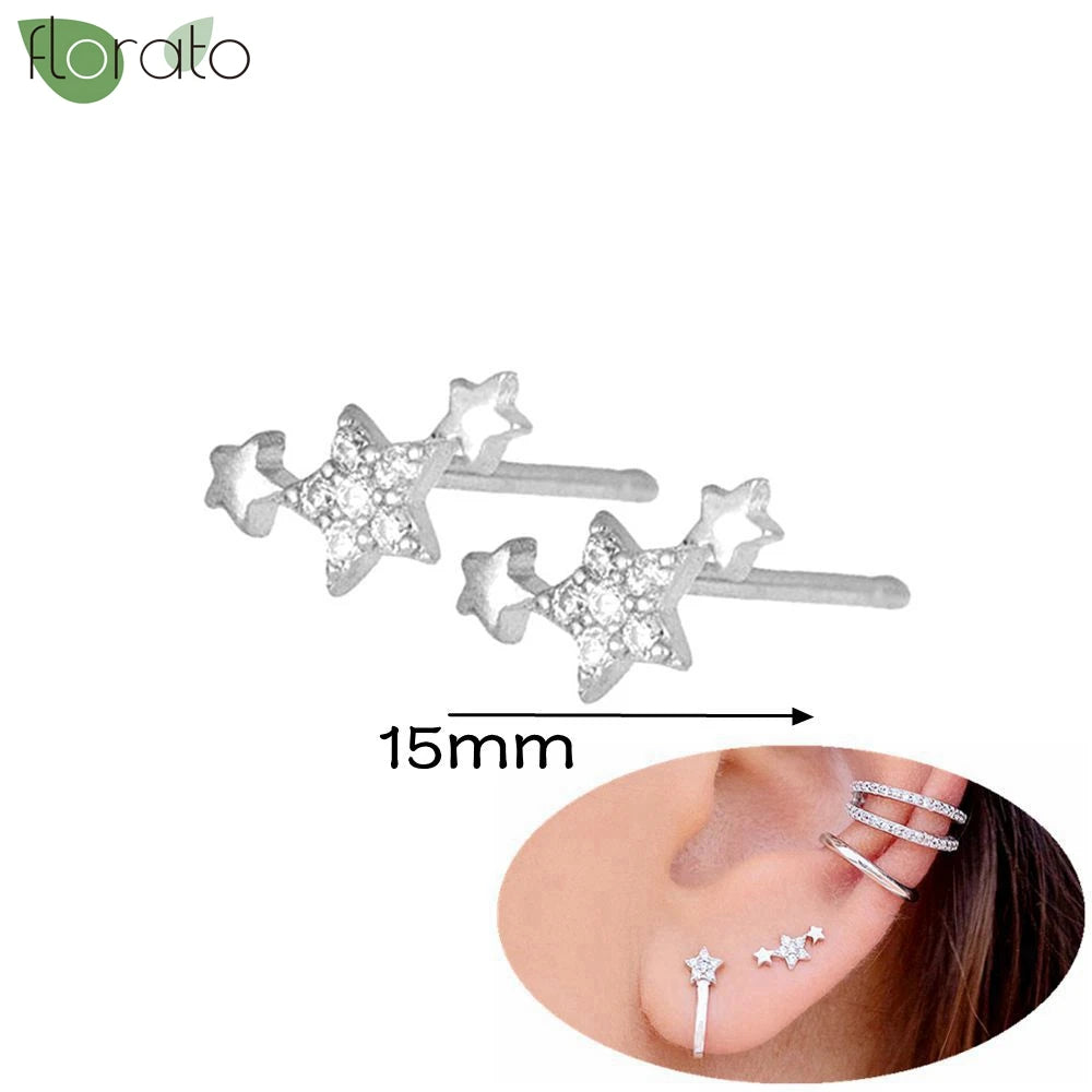 925 Silver Needle Exquisite Zircon Small Earrings Fashion Stud Earrings for Women Anti Allergy Cartilage Puncture Jewelry Gift