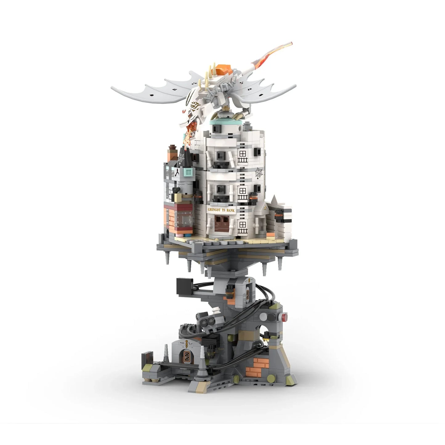 Harry Potter Gringotts Bank Building Blocks MOC JD026 Dragon Magic World Modular Model Architecture Bricks Toy For Kid Gift