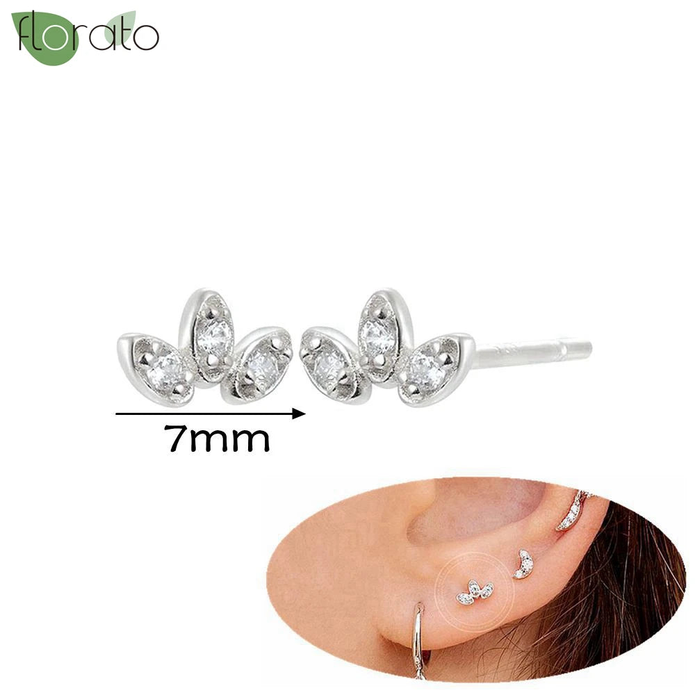 925 Silver Needle Exquisite Zircon Small Earrings Fashion Stud Earrings for Women Anti Allergy Cartilage Puncture Jewelry Gift