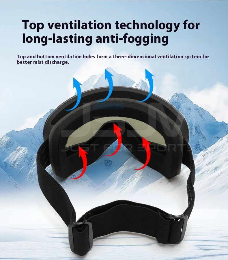 JSJM New Adults +Kids Professional Anti-Fog Ski Goggles Snowboard Goggles UV400 Double Layers Skiing Glasses XMAS New Year Gifts