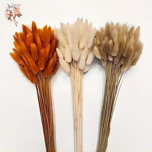 90pcs Boho Autumn Dried Flower Set 3 Colors Mix Colorful Artificial Natural Bunny Tails Grass Bouquets Interior Home Decoration