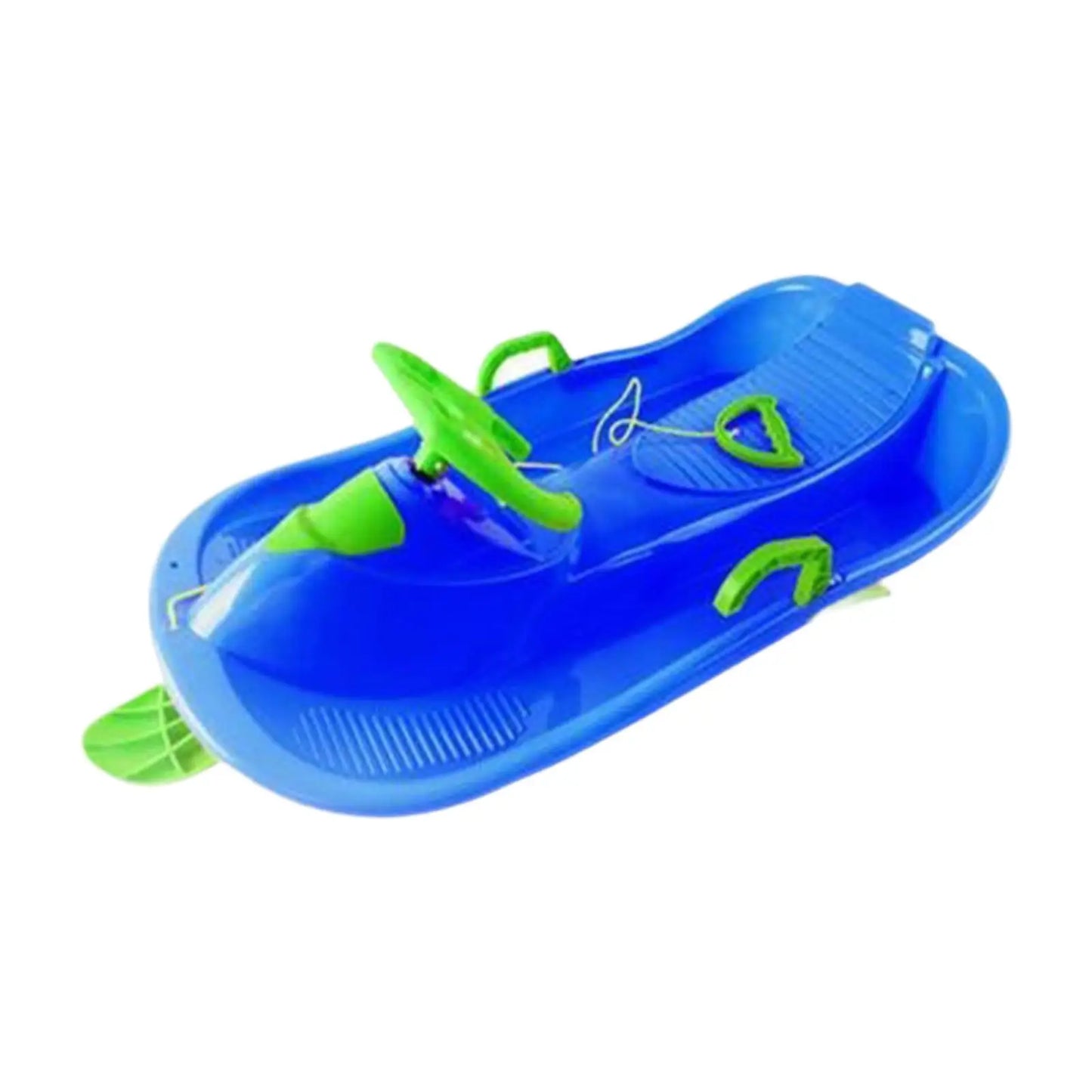 Steerable Snow Sled with Steering Wheel Brake Grass Sled Multipurpose Downhill Sled Lightweight Snow Sledge for Boys Children