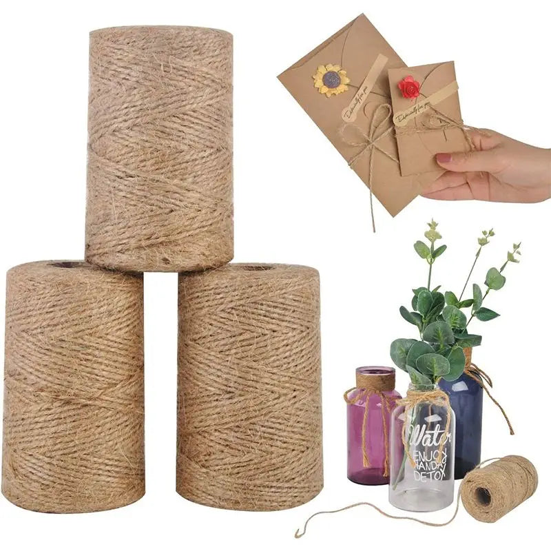 1pc 109 Yards Jute Rope, Jute Twine String, Hemp Cord For DIY Craft, Artworks Decoration, Gift Wrapping