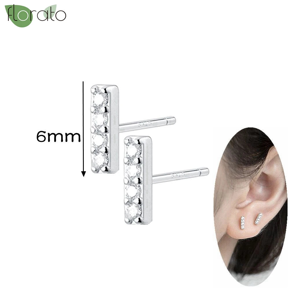 925 Silver Needle Exquisite Zircon Small Earrings Fashion Stud Earrings for Women Anti Allergy Cartilage Puncture Jewelry Gift
