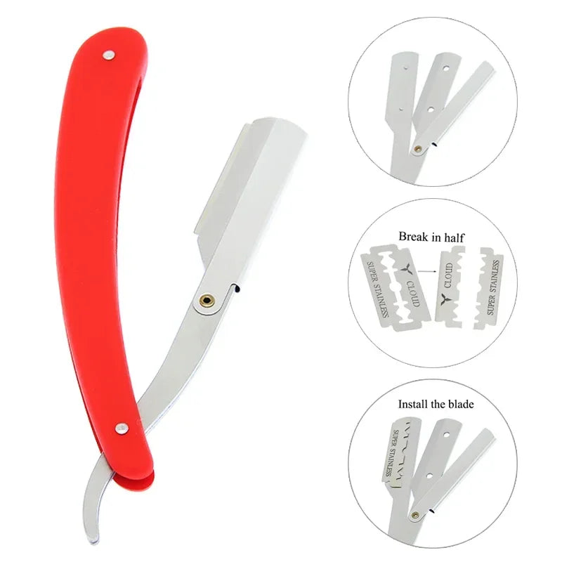 Professional Manual Shaver Straight Edge Stainless Steel Sharp Razors Men Razors Folding Shaving Beard Cut With Blade C0006A