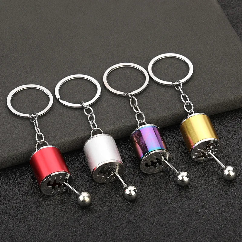 Automotive Gear Head Keychain - Speed Gearbox Keyring with Turbo Hub & Brake Disc Design