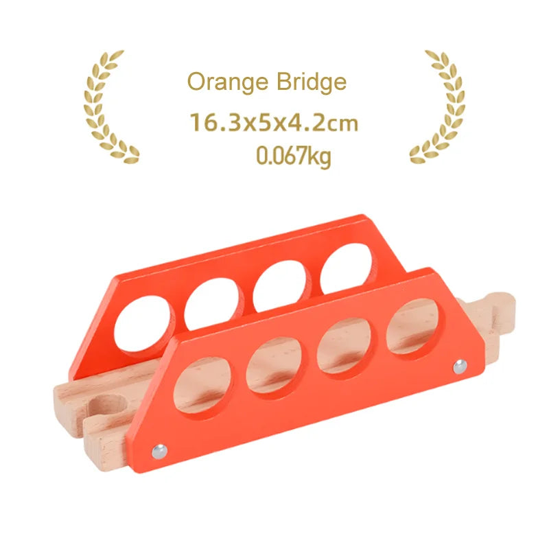 New Wooden Train Tracks Scene Accessories Mountain Tunnel Bridge Crane Tower Compatible ALL Brand Wooden Track Toys For Kids