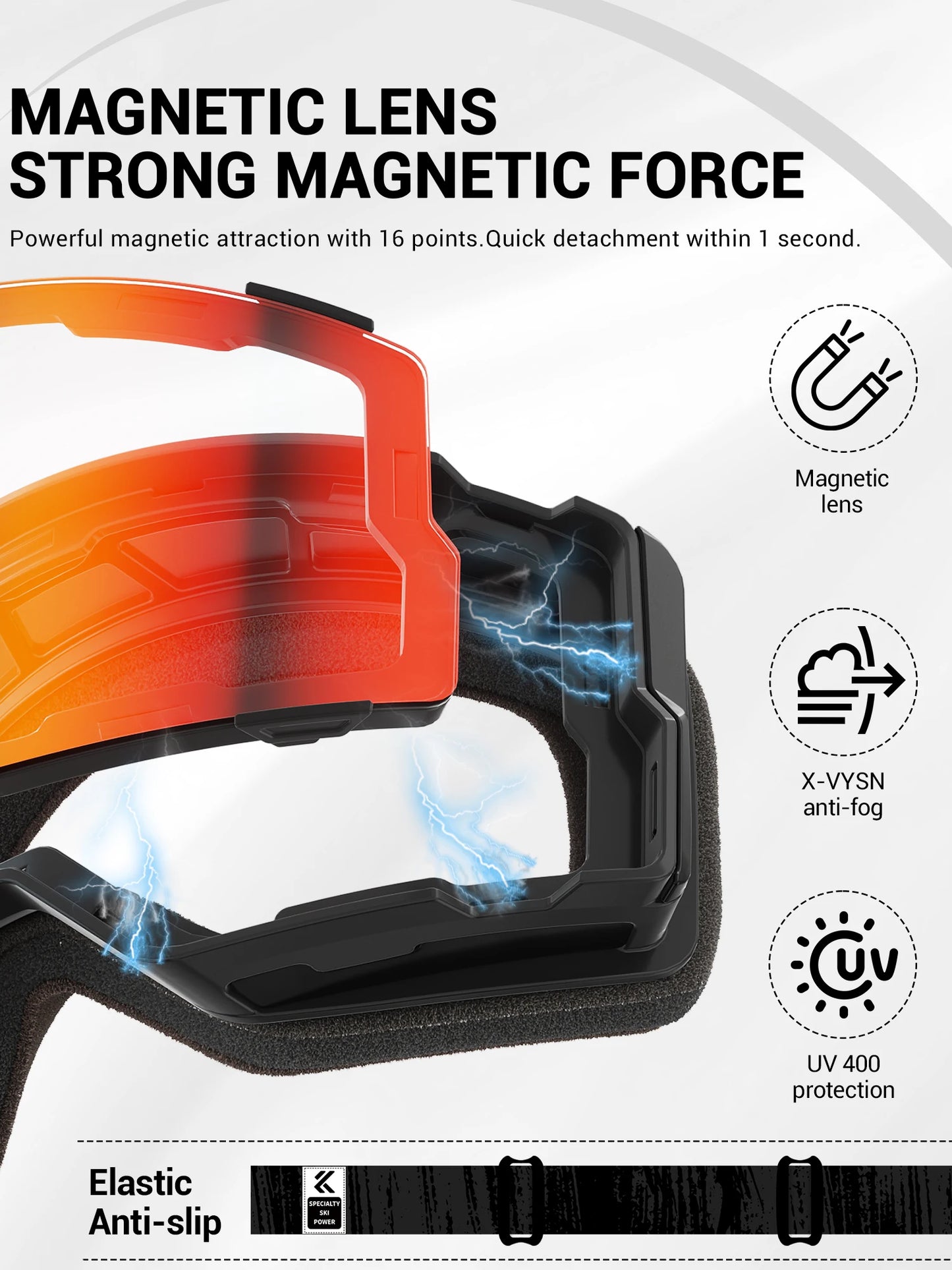 KAPVOE Outdoor Photochromic Ski Goggles Winter Snow Sports for Unisex Snow Glasses Anti-fog Magnetic Snowboard UV400 Glasses Hot