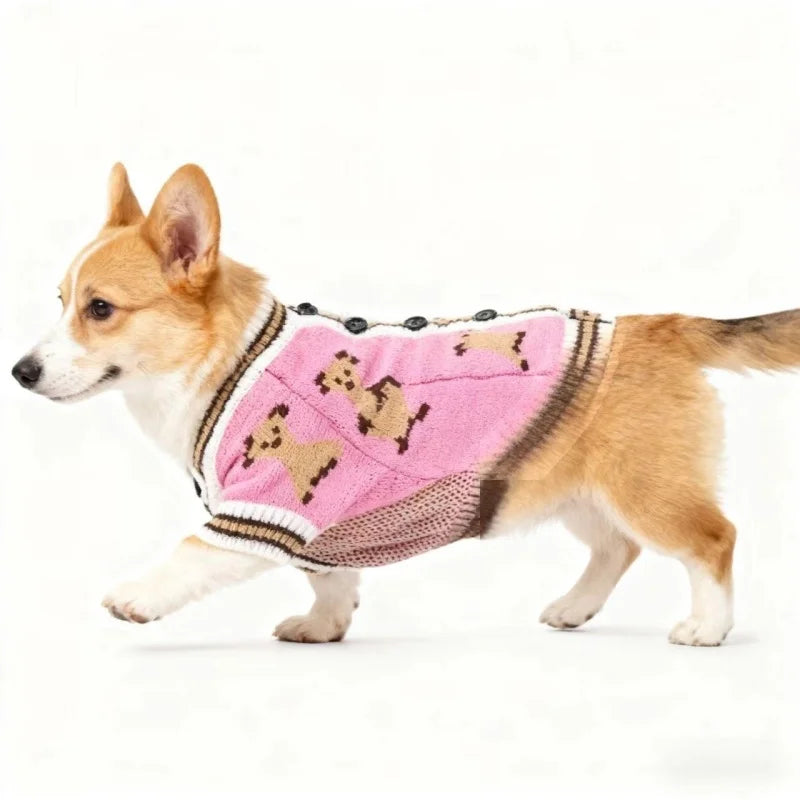 Dog Clothes Winter Chihuahua Pet Striped Dog Cardigan Sweater Bichon Pug Kitten Puppy Dog Warm Coat Cat Dog Supplies Pet Outfit