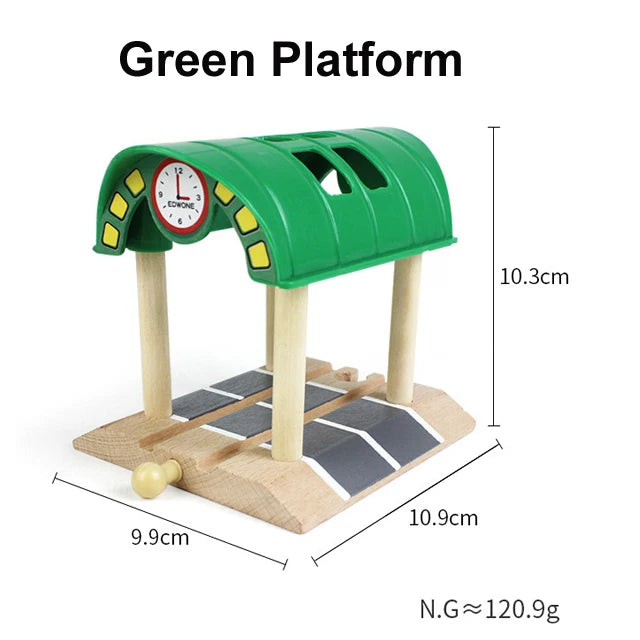 Wooden Track Accessories Beech Wood Railway Train Track Bridge Station Parts fit For All Brands Wooden Tracks Toys For Kids