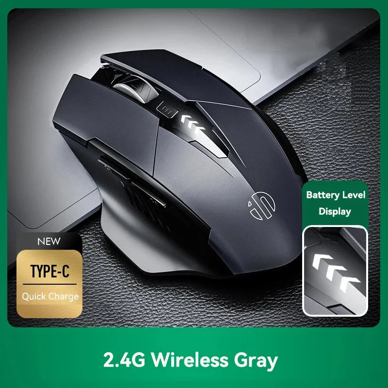 Inphic Rechargeable Wireless Mouse Ergonomic Bluetooth 5.0 2.4G Mice Office Mute Mouse For MacBook Tablet Laptops Computer PC