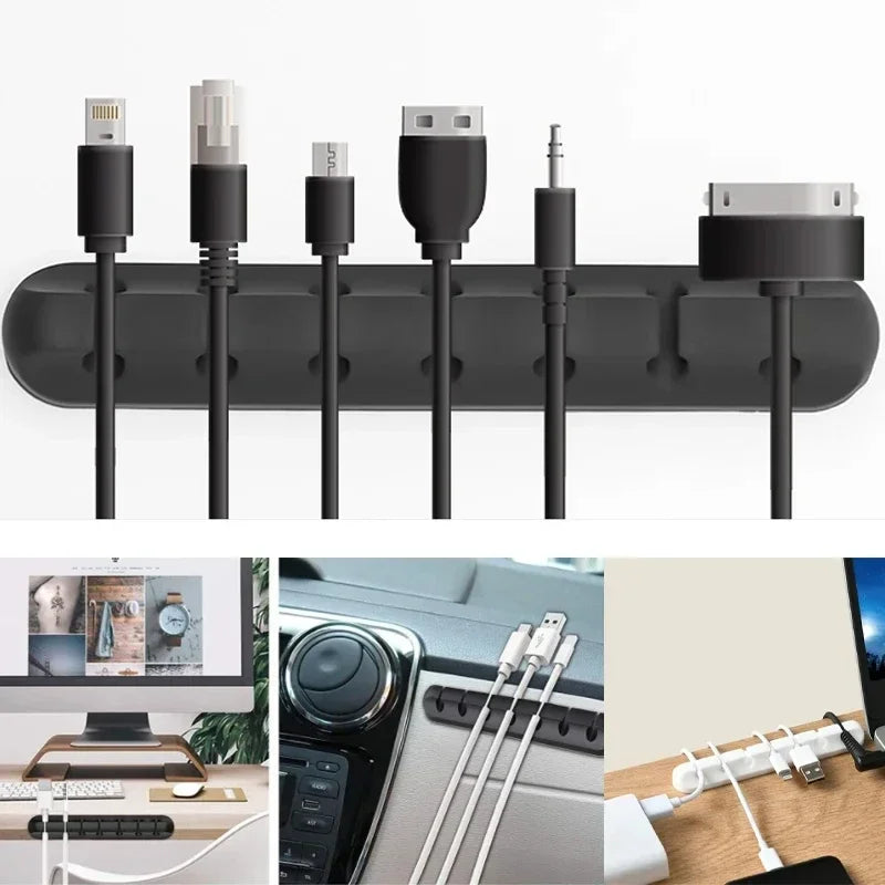 Silicone Cable Organizer - Desktop Wire Management Clips for USB, Mouse & Headphone Cables