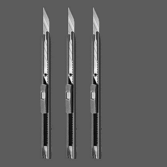 Deli Retractable Box Cutter 9mm 30 Degree Blade Utility Knife Carbon Steel Self-Locking Design Cutting Tools Wallpaper Carton