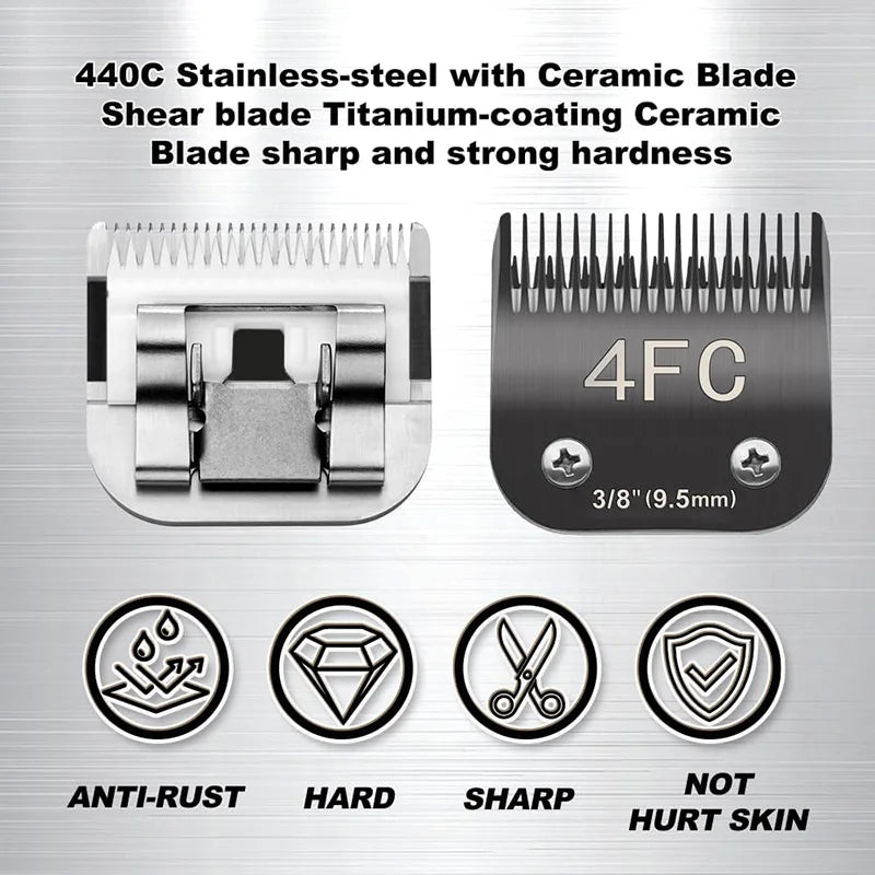 Black 4FC#5FC#7FC#10#15# Blade Dog Grooming, Detachable Pet Clipper Blade, Made of Stainless Steel Blade Compatible
