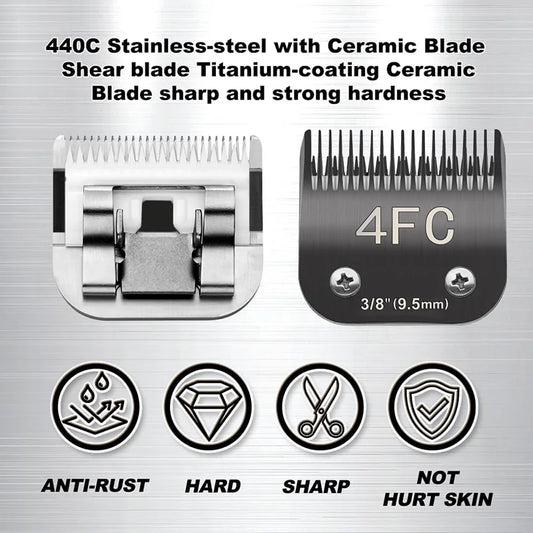Black 4FC#5FC#7FC#10#15# Blade Dog Grooming, Detachable Pet Clipper Blade, Made of Stainless Steel Blade Compatible