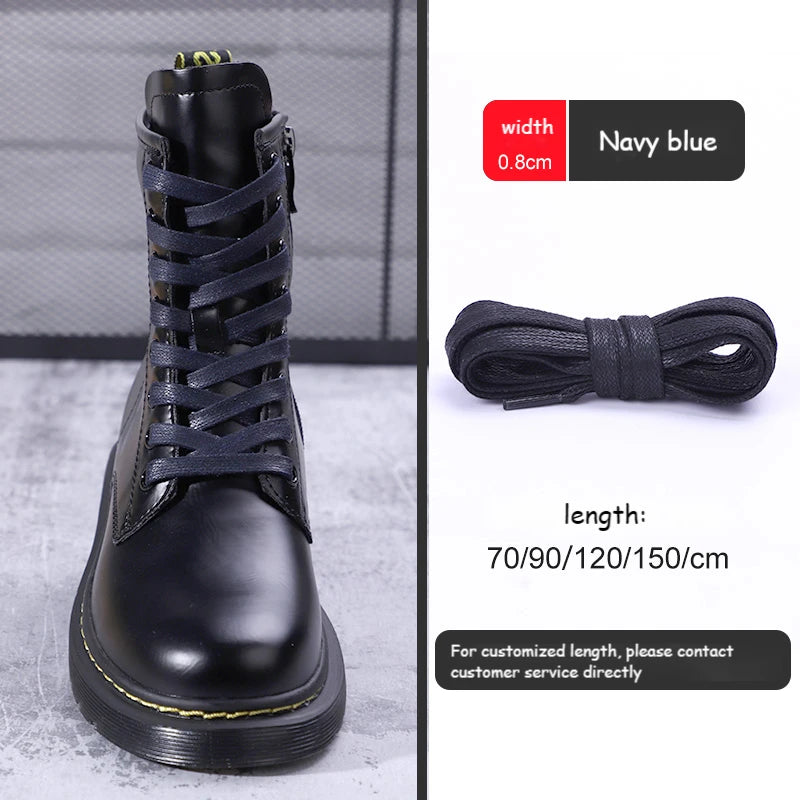 1 Pair Shoelaces 0.8 CM Waxed Cotton Width Flat Waterproof Shoe Laces Unisex Boots Casual Sneakers Shoelace Leather Shoe Lace