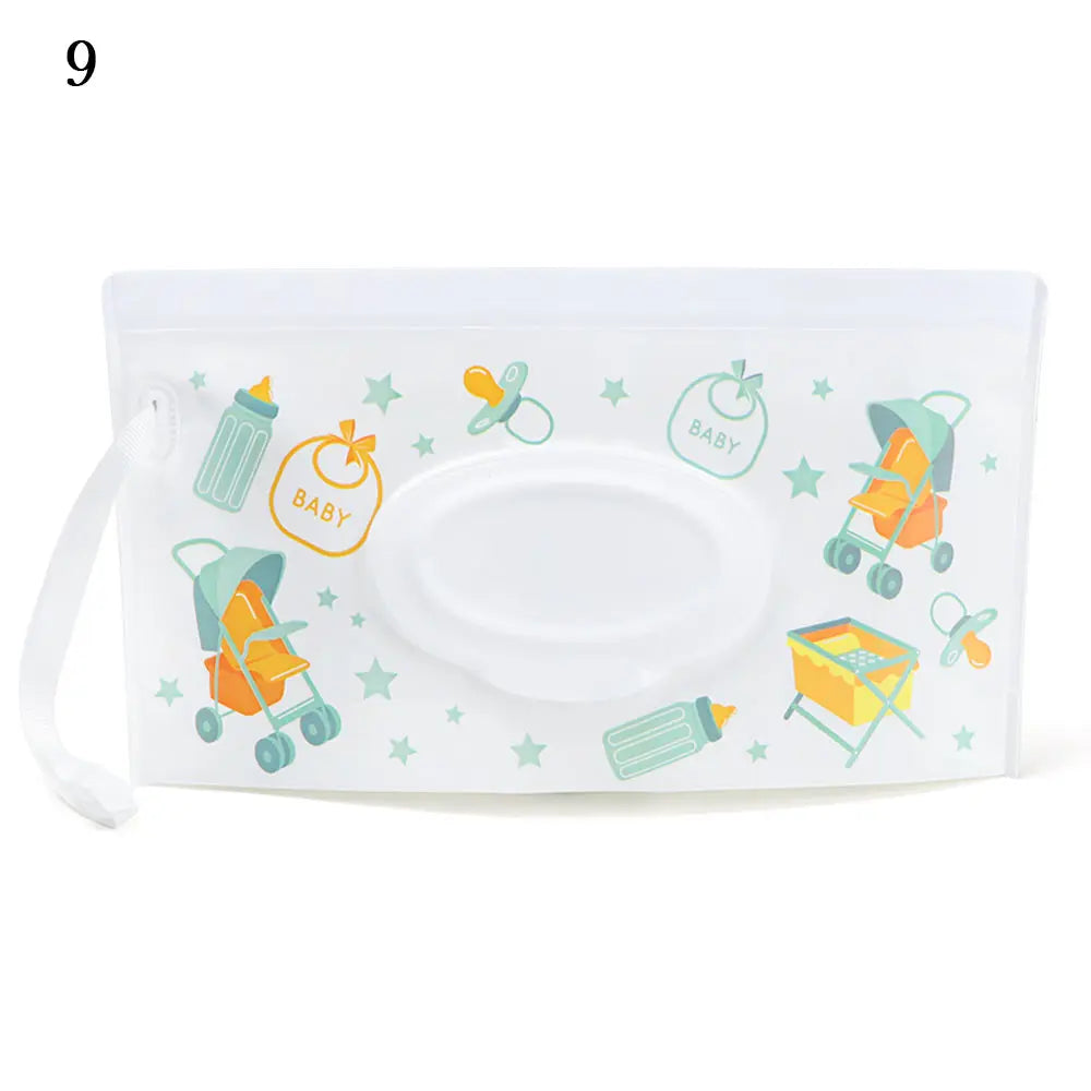 Hot Refillable EVA Wet Wipes Bag Cosmetic Pouch Tissue Box Wipes Holder Flip Cover Snap-Strap Carrying Case Stroller Accessories