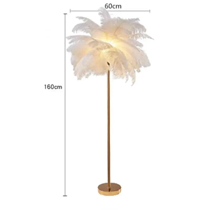 Premium Nordic Ostrich Feather Floor Lamp - Modern LED Interior Lighting