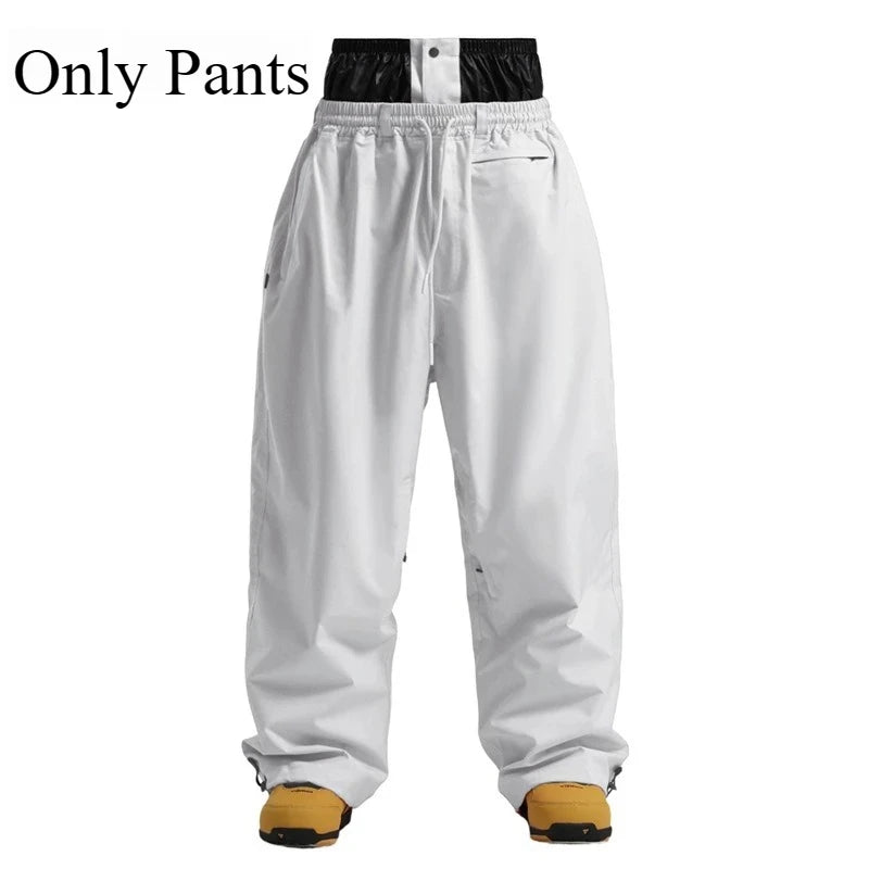 Men Baggy Windproof Solid Women Skiing Pants Waterproof Loose Hooded Ski Strides New Outdoor Sport Adult Breathable Trousers