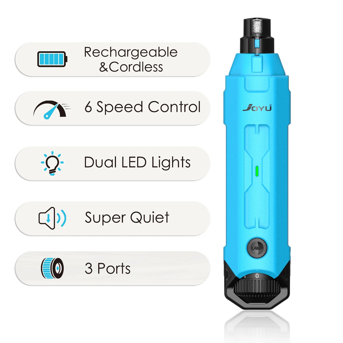 Premium 6-Speed Dog Nail Grinder - Rechargeable Electric Trimmer