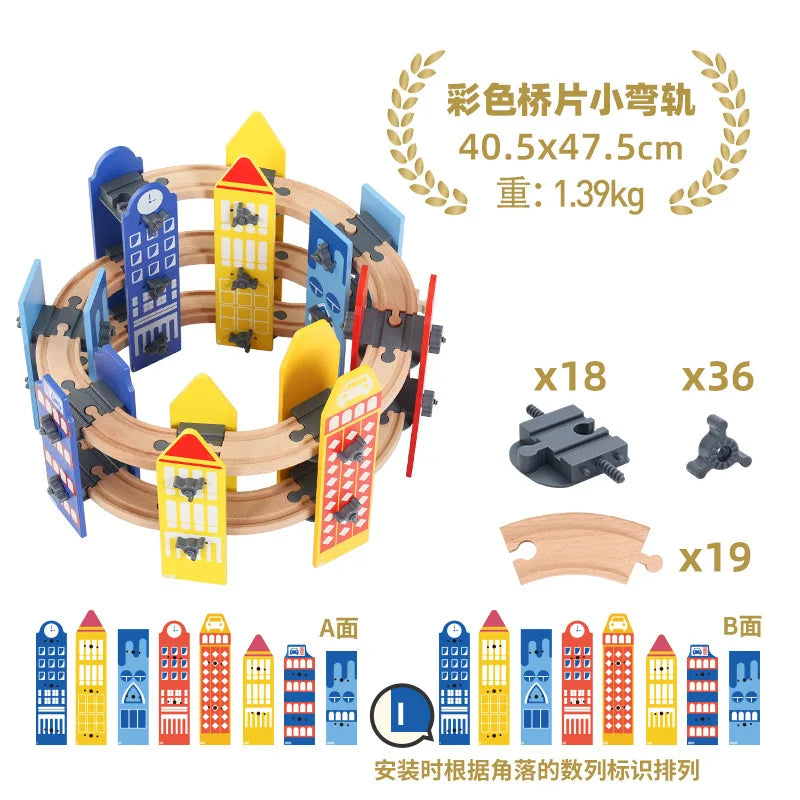 Wooden Train Track Accessories Tower Crane Compatible with Thomas Brio Track All Major Brand Railway Track
