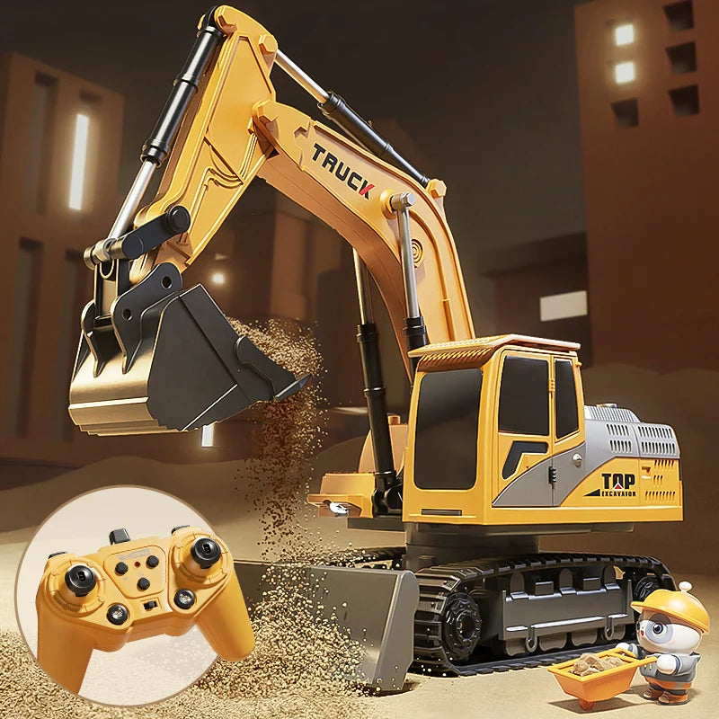 Premium RC Excavator - Alloy Remote Control Construction Vehicle with Lights