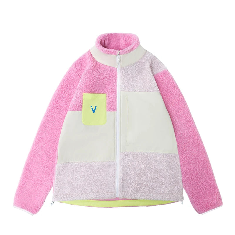 VECTOR Girls Boys Fleece Fleece Open Top with Contrasting Color Splicing for Warmth 420g Fleece Outdoor Double Board Skiing